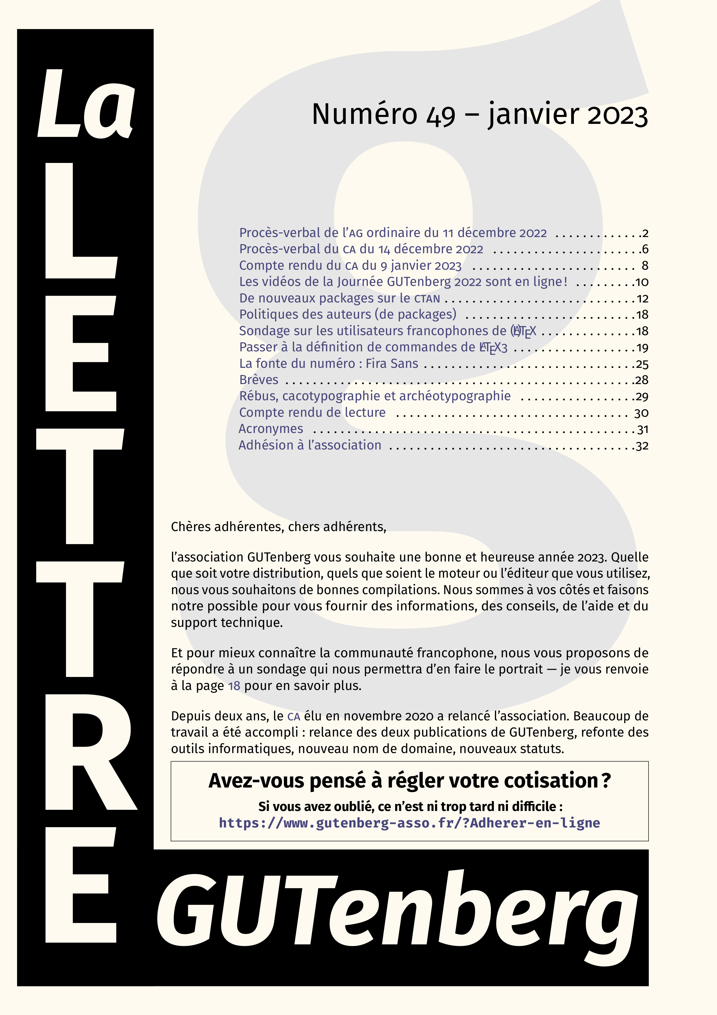 					Afficher No 49 (2023): La Lettre GUTenberg numéro 49 - janvier 2023
				