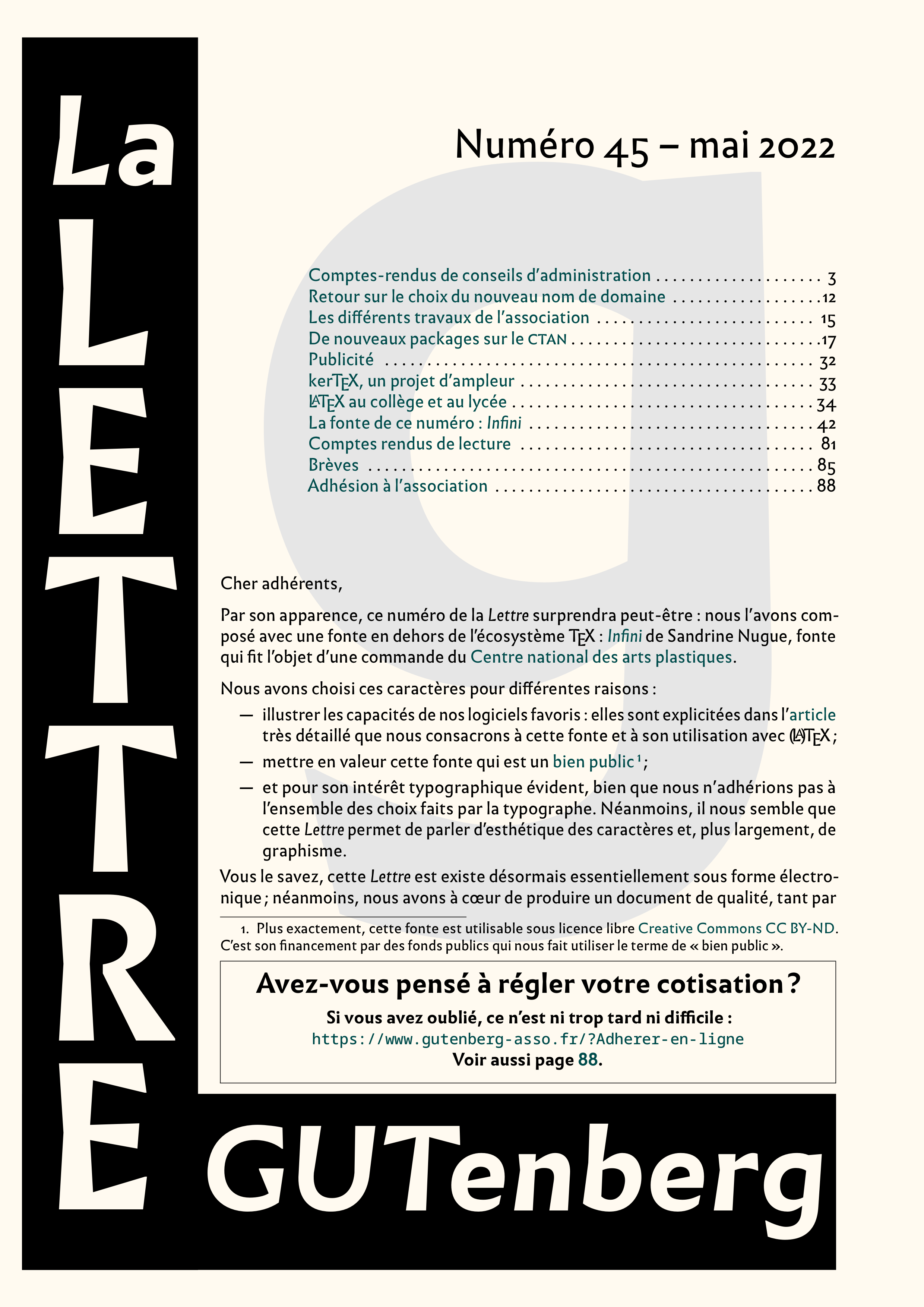 					Afficher No 45 (2022): La Lettre GUTenberg numéro 45 - mai 2022
				