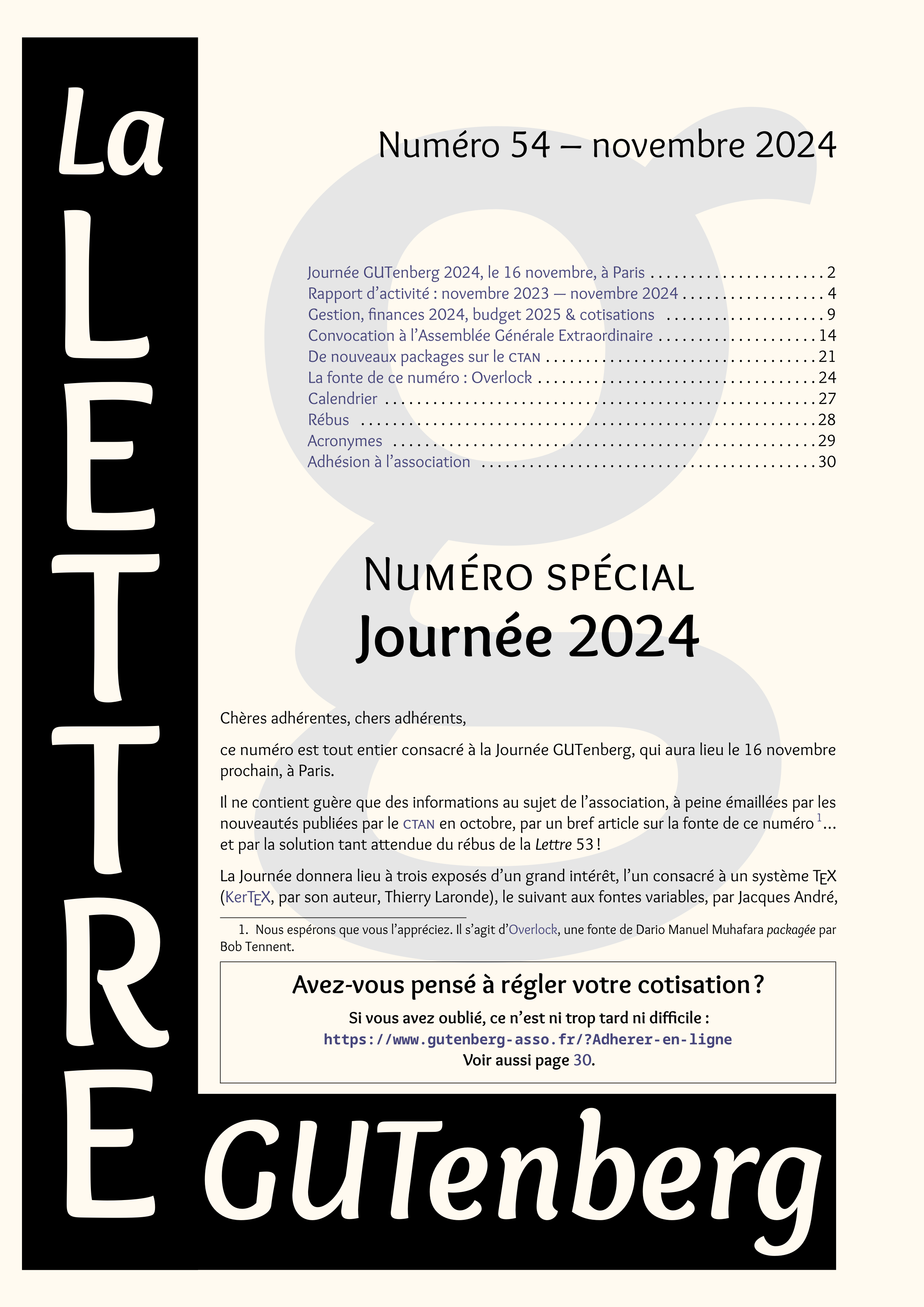 					Afficher No 54 (2024): La Lettre GUTenberg numéro 54 - novembre 2024
				