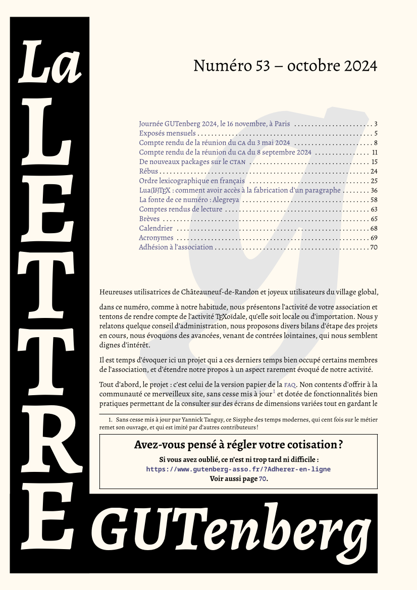 la couverture de la Lettre GUTenberg numéro 53